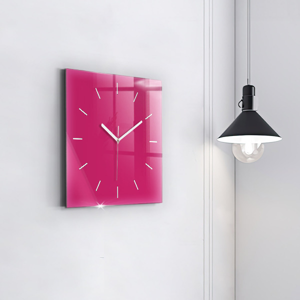 Square glass wall clock Pink