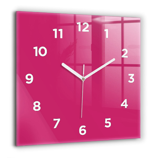 Square glass wall clock Pink