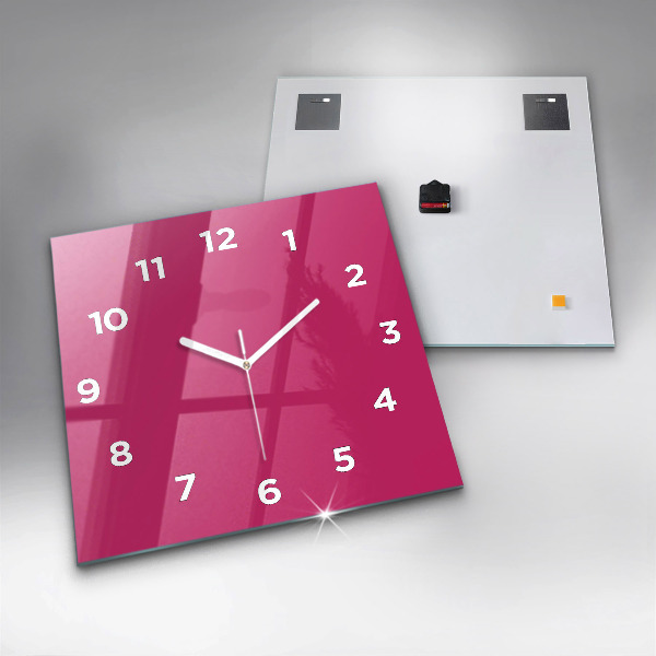Square glass wall clock Pink