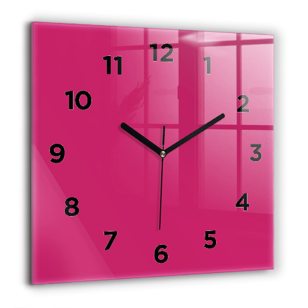 Square glass wall clock Pink