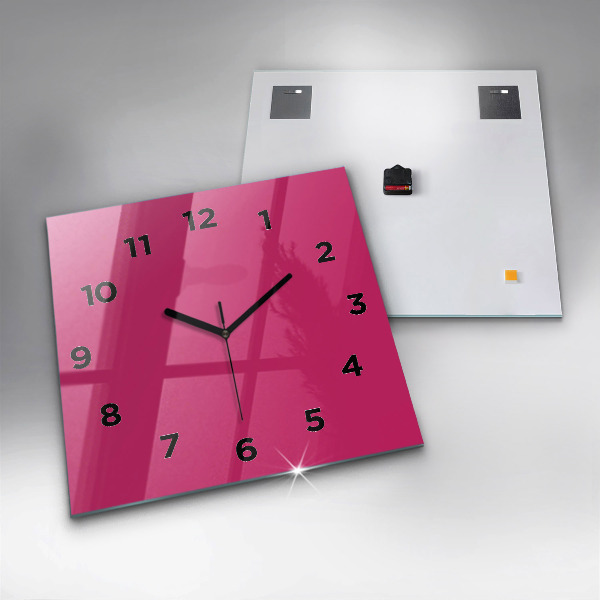 Square glass wall clock Pink