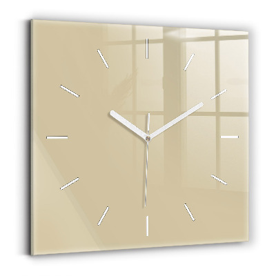 Square glass wall clock Beige