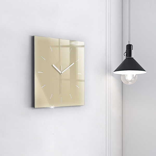 Square glass wall clock Beige