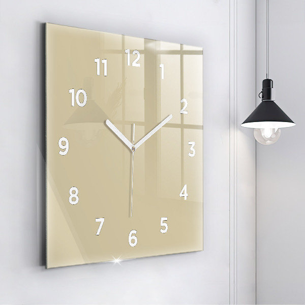 Square glass wall clock Beige