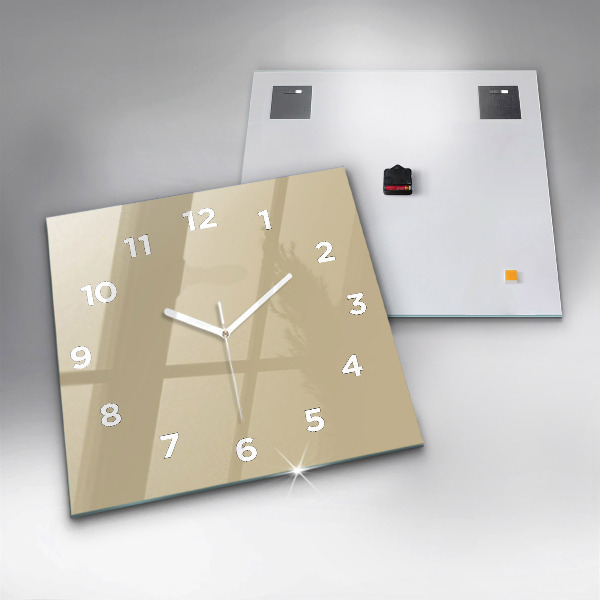 Square glass wall clock Beige