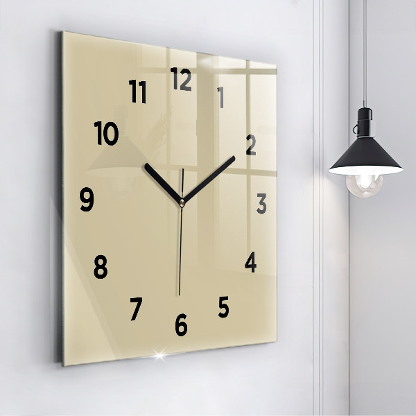 Square glass wall clock Beige