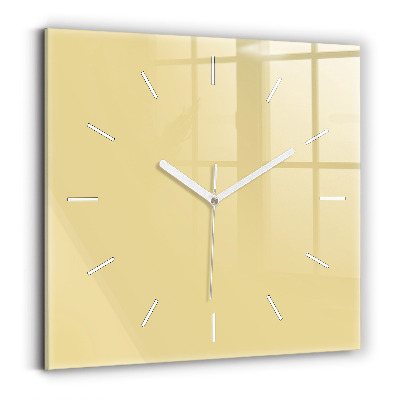 Square glass wall clock Creamy