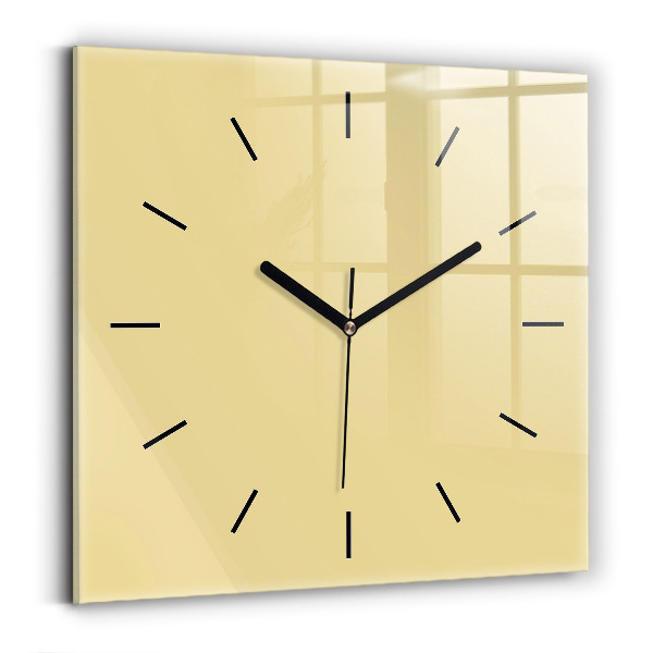 Square glass wall clock Creamy