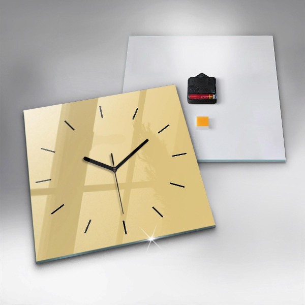 Square glass wall clock Creamy