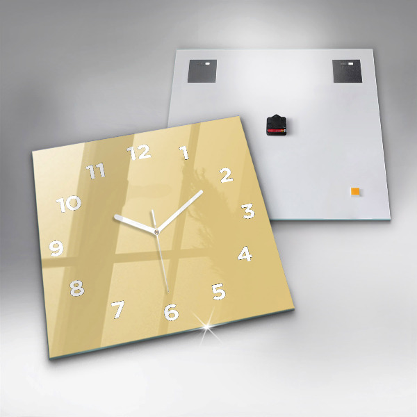 Square glass wall clock Creamy