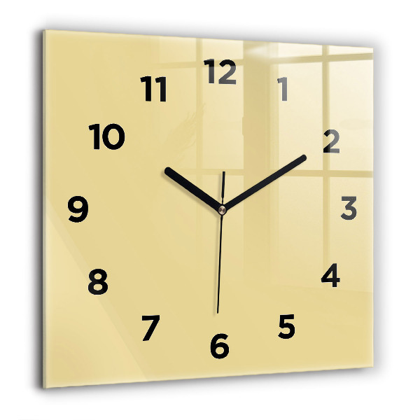 Square glass wall clock Creamy