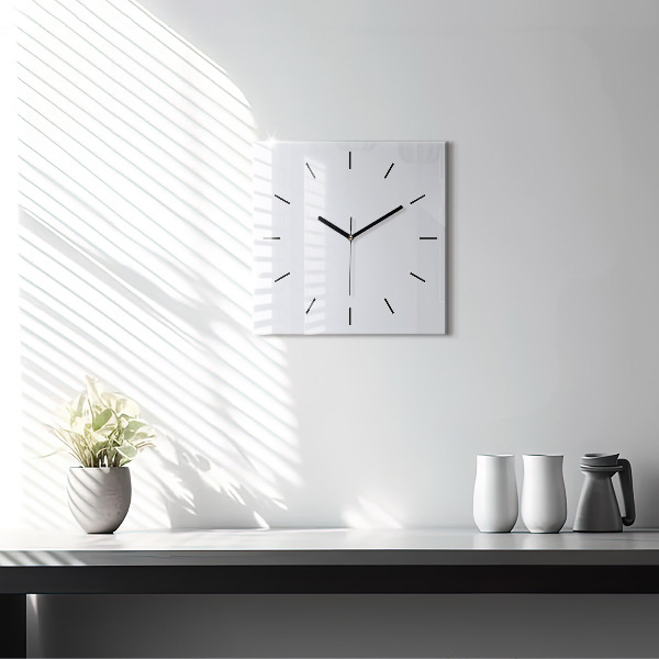 Square glass wall clock White