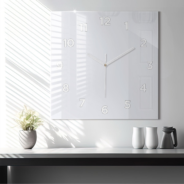 Square glass wall clock White