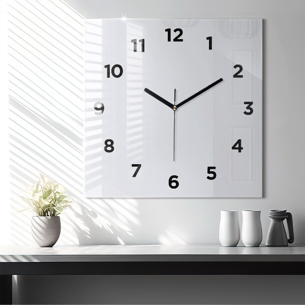 Square glass wall clock White