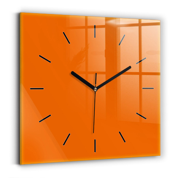 Square glass wall clock Orange