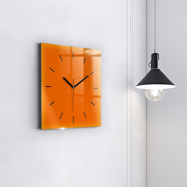 Square glass wall clock Orange