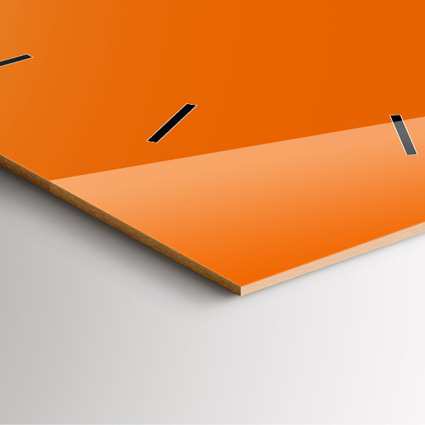 Square glass wall clock Orange