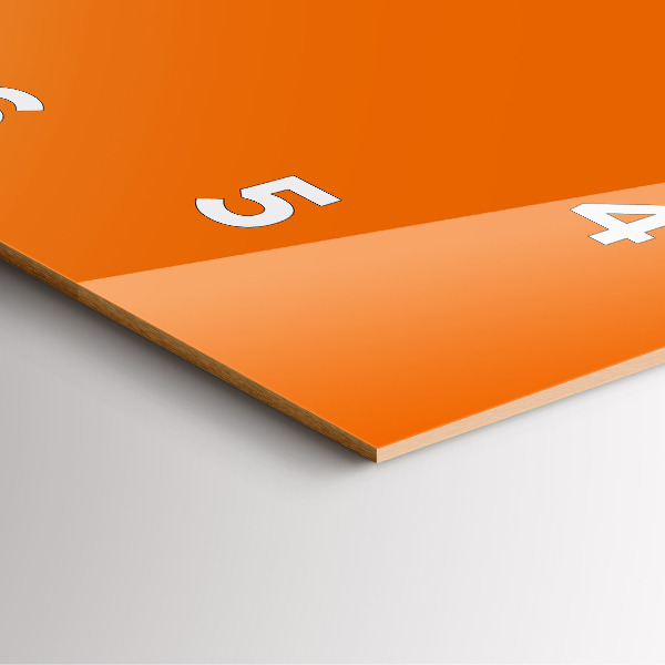 Square glass wall clock Orange