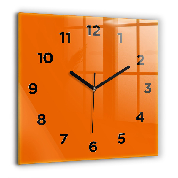 Square glass wall clock Orange