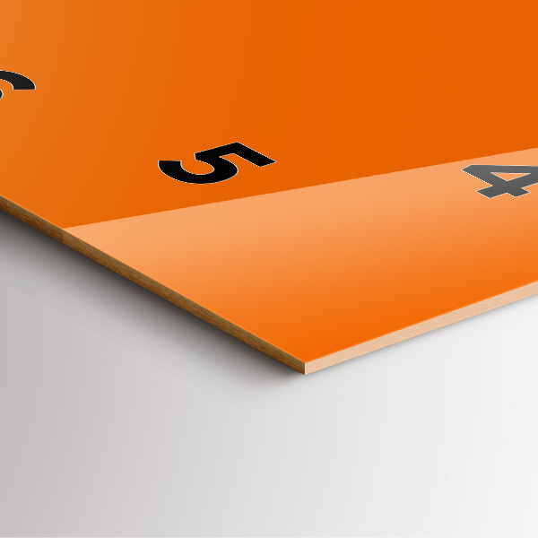 Square glass wall clock Orange