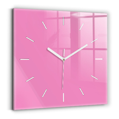 Square glass wall clock Pink