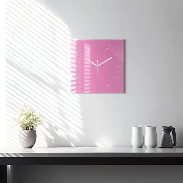 Square glass wall clock Pink