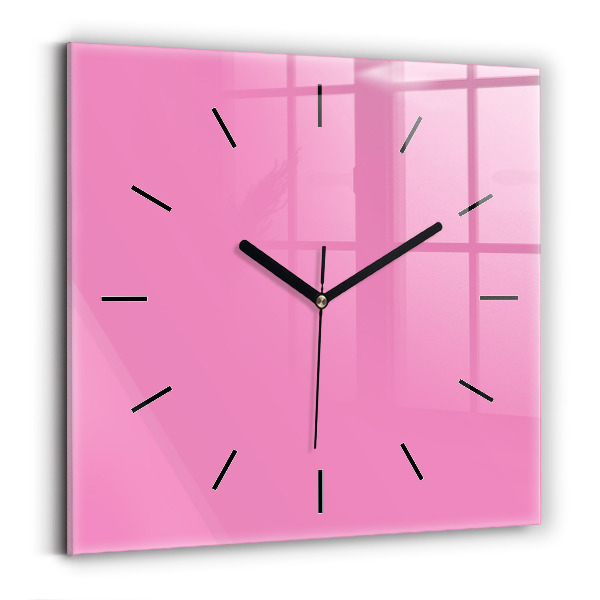 Square glass wall clock Pink