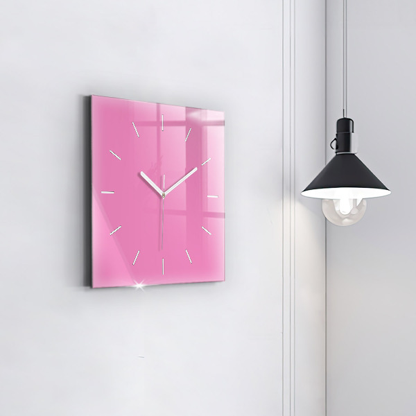 Square glass wall clock Pink