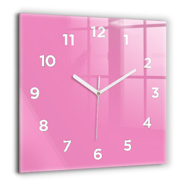 Square glass wall clock Pink