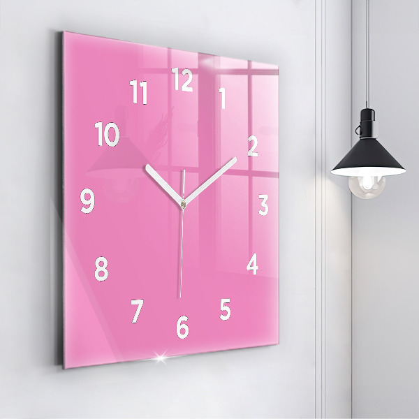 Square glass wall clock Pink
