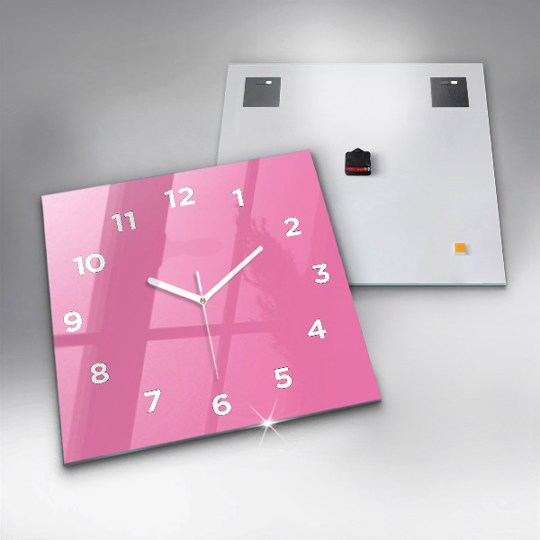 Square glass wall clock Pink