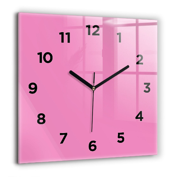 Square glass wall clock Pink