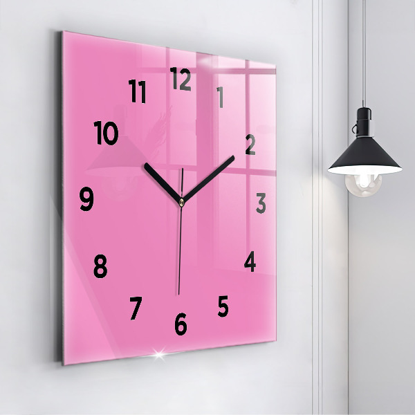 Square glass wall clock Pink