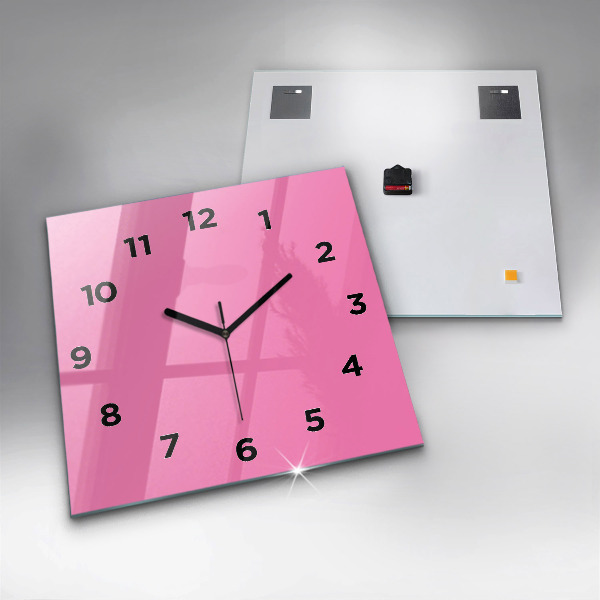 Square glass wall clock Pink