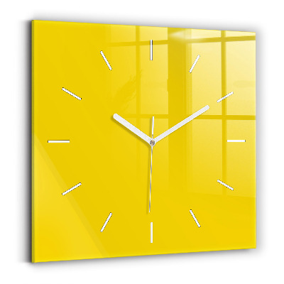Square glass wall clock Yellow