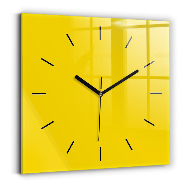 Square glass wall clock Yellow