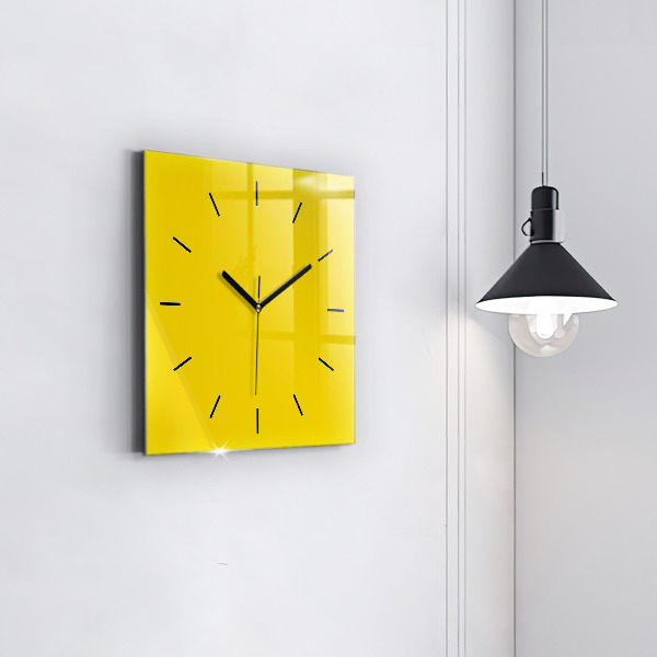 Square glass wall clock Yellow