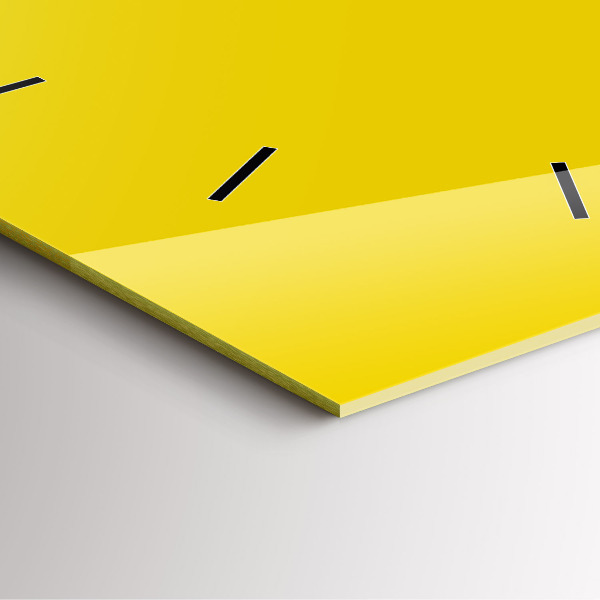 Square glass wall clock Yellow