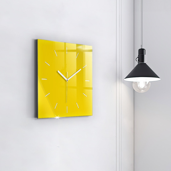 Square glass wall clock Yellow