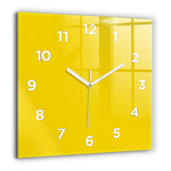 Square glass wall clock Yellow