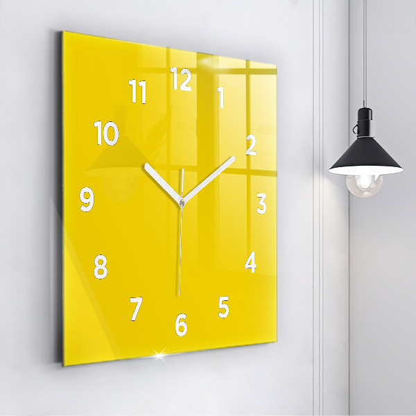 Square glass wall clock Yellow