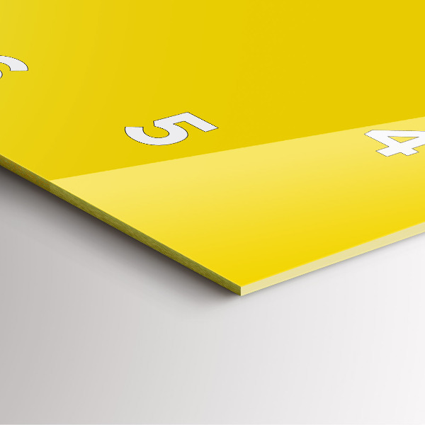 Square glass wall clock Yellow