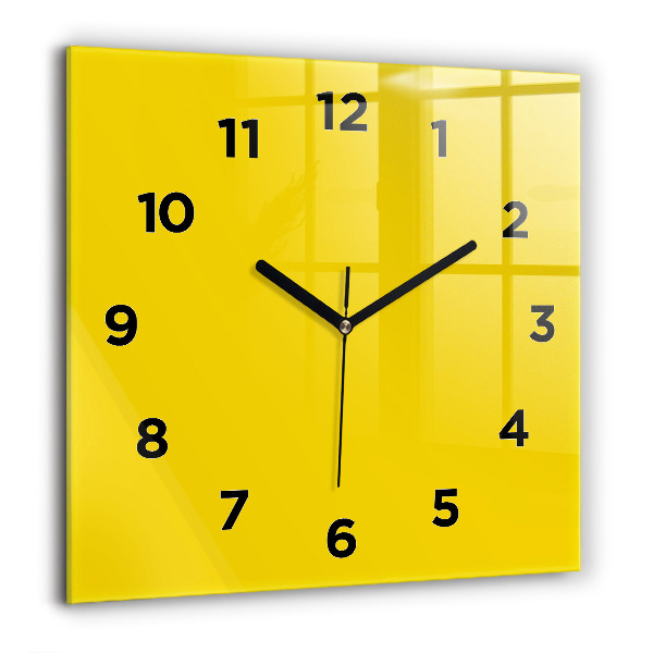 Square glass wall clock Yellow