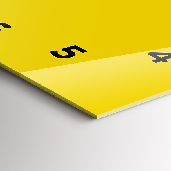 Square glass wall clock Yellow