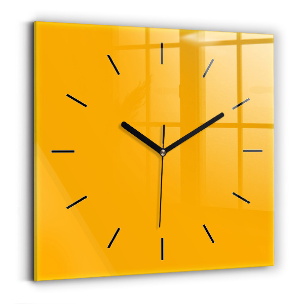 Square glass wall clock Dark Yellow