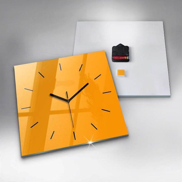 Square glass wall clock Dark Yellow