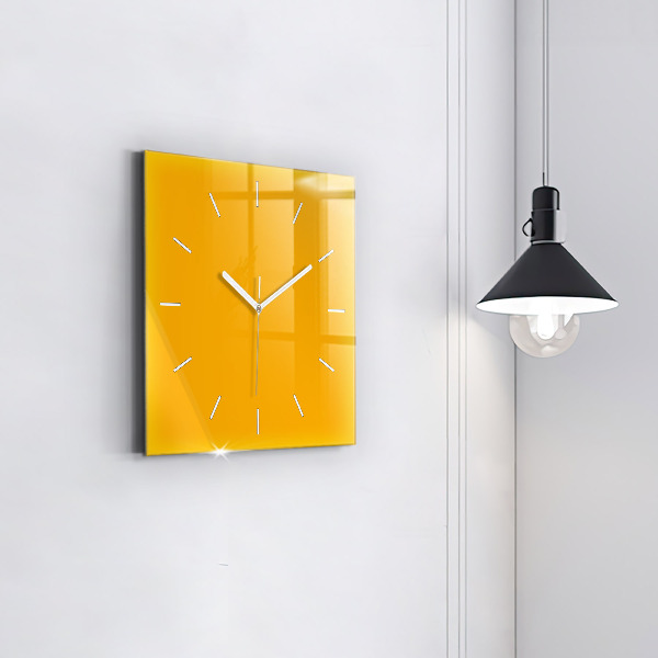 Square glass wall clock Dark Yellow