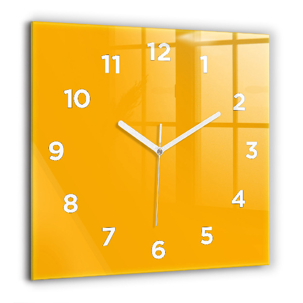 Square glass wall clock Dark Yellow