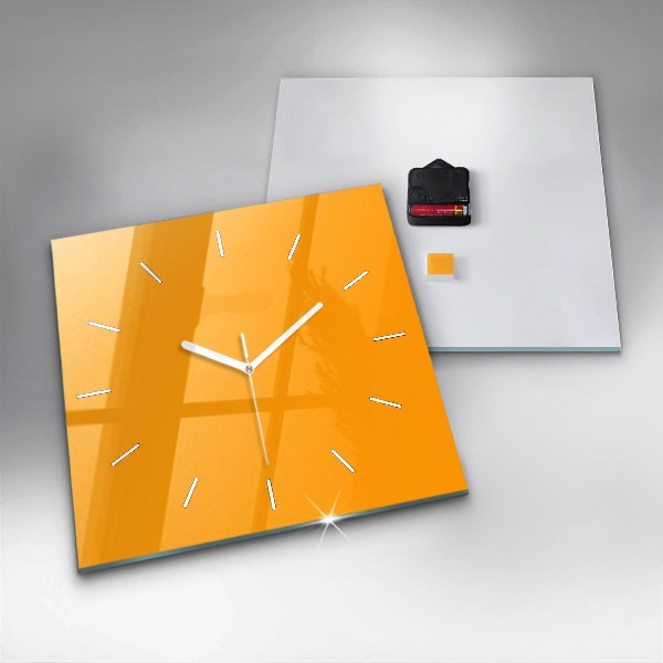 Square glass wall clock Dark Yellow
