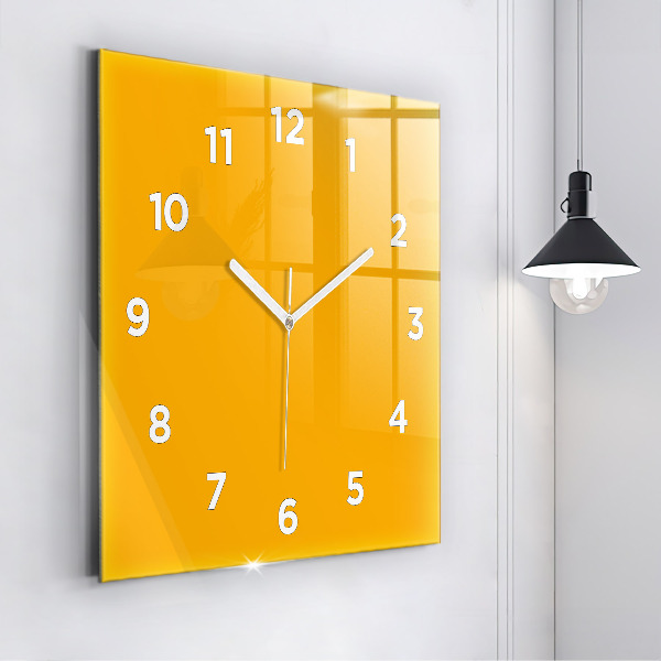 Square glass wall clock Dark Yellow